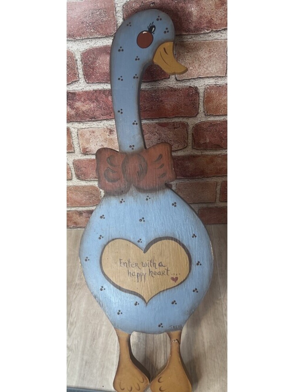 Vintage Farmhouse Carved Wood Goose Duck Wall Hanging 22.5” X 8” Hand Painted